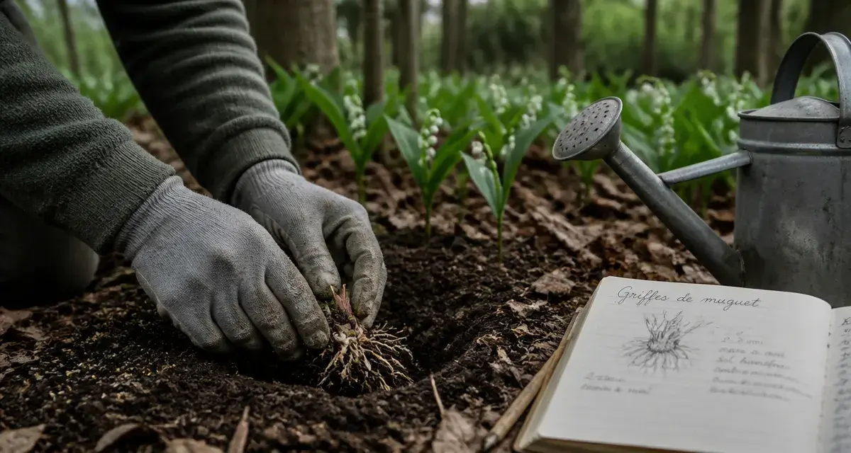 Quand et comment planter le muguet : griffe de muguet en terre