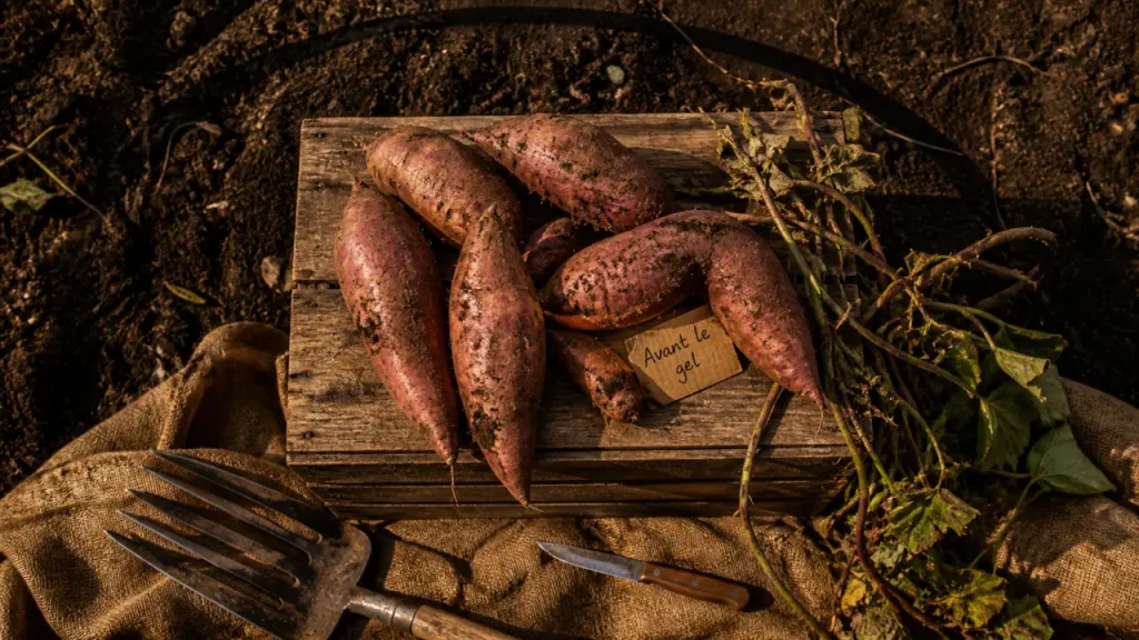 Récoltez les patates douces avant le gel, quand les lianes ralentissent et que les tubercules grossissent
