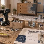 CACE maison bricolage : outils et lunettes de protection sur table d’atelier