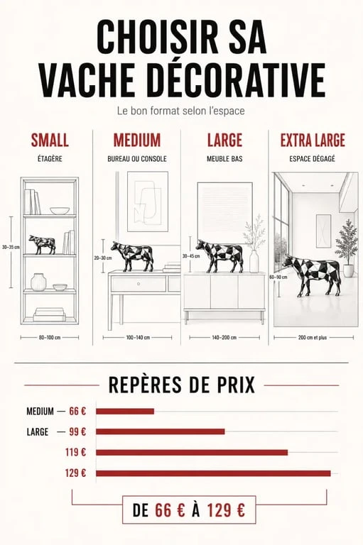 Infographie sur la vache décoration intérieur selon le format et le prix