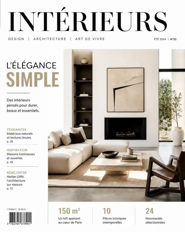 Magazine de décoration intérieure présentant une architecture de luxe et un design raffiné