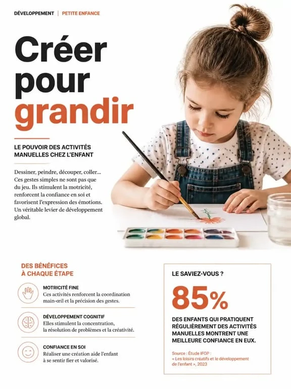 Enfant de 4 ans réalisant des activités manuelles pour stimuler sa motricité fine
