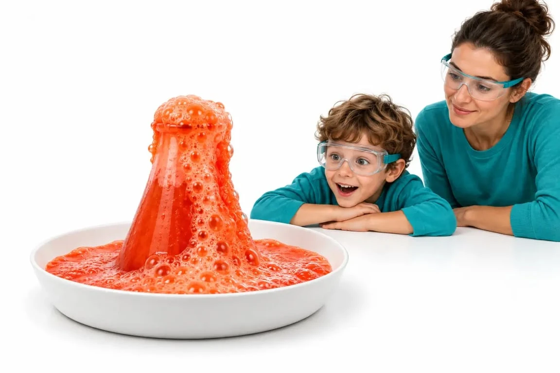 Activités scientifiques enfants : volcan maison au bicarbonate et au vinaigre
