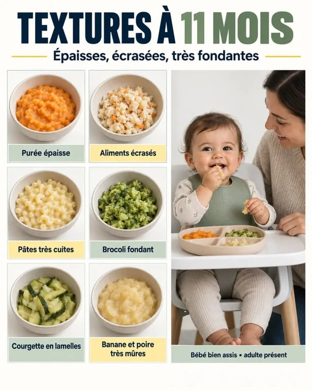 Textures et morceaux adaptés pour l’alimentation bébé 11 mois