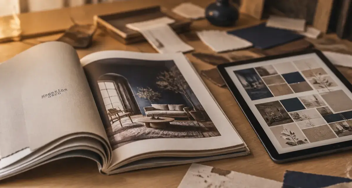 Magazine décoration intérieur luxe et conseils pratiques sur table en bois