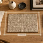 Site décoration intérieur : tapis beige en laine, accessoires déco