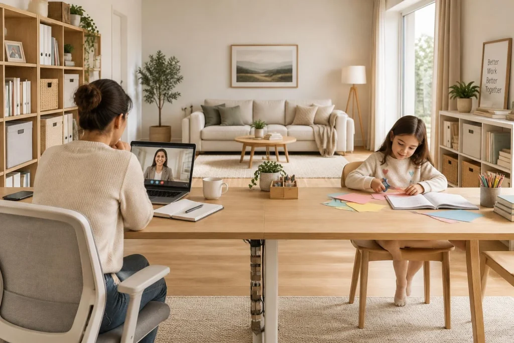 Un bureau familial bien pensé, du télétravail aux devoirs