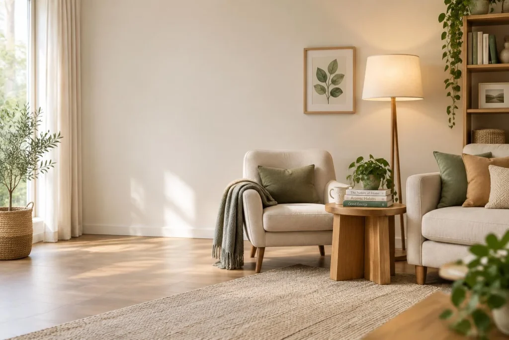 Un coin lecture familial confortable, sans alourdir le salon