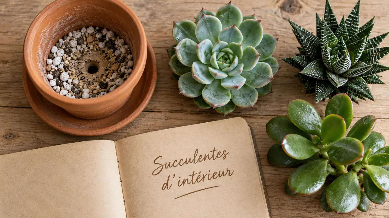 Plantes succulentes intérieur : pot en terre cuite, substrat drainant, rosettes, prévention de l’excès d’eau