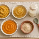 Tableau alimentation bébé 9 mois : 4 repas et lait, purées et biberon